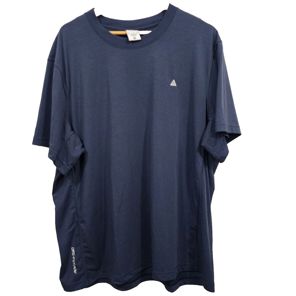 Nike ACG Dri Fit Adv T-Shirt Navy Blue Mens XXL Goat Rocks FN8411-437 Stretch
